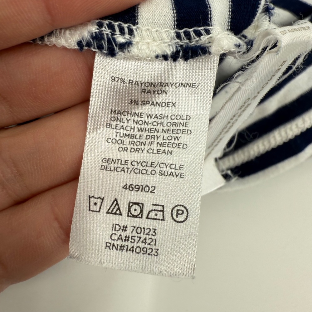 Loft Dress Women XS Petite White Blue Striped Sleeveless Long Coastal Nautical - Picture 7 of 11